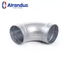 B90 duto de tubo espiral galvanizado cotovelo de ferro galvanizado sem estampagem adesiva tubo sistema de ar condicionado ventilação