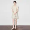 2504601-[Exclusivamente para] Vestido de Organza de Alta Calidad, Moderno y Resistente, con Bordados Coloridos, Efecto Adelgazante, Estilo Veraniego para Mujer