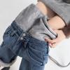 Jeans de Tiro Alto Forrados de Polar para Mujer, Estilo Grueso de Invierno, Pantalones de Pierna Recta Sueltos de Pierna Ancha Adelgazantes de Longitud Completa para Mujer, Diseño de Doble Botón