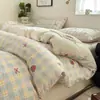 Conjunto Minimalista de Quatro Peças Classe A Estilo Ins Roupa de Cama Doméstica Lençol Capa de Edredom Algodão Lavado Gaze de Camada Dupla Capa de Colcha Roupa de Cama Jdzt