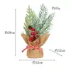 Mini Árbol de Navidad de Agujas de Pino Adornos de Escritorio para el Hogar Navidad Lino Fruta Roja Árbol Pequeño Decoraciones de Ventana