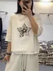 Camiseta de Manga Tres Cuartos para Mujer Estilo Nuevo Verano 2026, Talla Grande Ajuste Holgado, Top de Mujer Estampado con Pentagrama Cuello Redondo