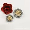 Botones Metálicos con Diamantes, Alta Calidad, Botones Metálicos de Moda y Versátiles, Botones Redondos con Diamantes en Forma de Cabeza de León