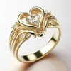 Nuevo Anillo Popular Estilo Lujo Calado Forma de Corazón Circonita Creativo Moderno para Mujer Huajie Venta al por Mayor