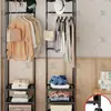 Perchero Multifuncional Integrado de Piso de Doble Fila Perchero Perchero de Secado de Ropa Dormitorio Hogar Reforzado Habitación de Alquiler