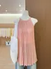 Toma real~ Camiseta sin mangas rosa de verano con cuello halter para mujer, prenda exterior elegante, top tipo camisola hermoso listo para la foto 18157