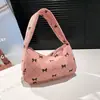 Bolsa de Mão Versátil de Alto Valor de Nicho Feminina Outono 2025 Nova Simples Estilosa Estampada de Veludo Cotelê para Ombro