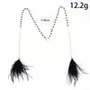 Cadena Facial de Borla de Plumas Más Vendida en Europa y América, Accesorios para Orejas con Colgante de Cristal de Moda Bohemia para Mujeres Cadena Facial