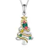Colar de Natal Transfronteiriço Novo Colar com Pingente de Árvore de Natal Floco de Neve Simples Nicho Presente de Natal Acessórios de Presente