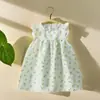 Vestido de Verão para Meninas, Vestido Princesa Floral Infantil, Vestido de Alça Moderno Estilo Fada para o Verão