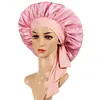 Gorro de Satén Personalizado para Dormir Transfronterizo de Amazon, Gorro de Tejido de Satén de Punto para el Cuidado del Cabello para Mujeres con Banda Elástica Ancha, Estilo Europeo y Americano