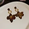 Pendientes de Corazón de Madera Color Café Transfronterizos Europeos y Americanos, Pendientes Estilo Retro Maillard, Pendientes de Diseño de Nicho para Mujer