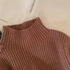 Camiseta Básica Estilo Coreano para Niños 2025 Otoño e Invierno Suave y Sedosa Color Sólido Bebé Ajustado Elástico Suéter de Cuello Alto Medio para Niños y Niñas