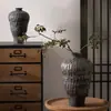 Jingdezhen Negro Cerámica Hecha a Mano de Alta Gama Florero Sala de Estar Wabi-Sabi Zen Decoración Adorno Recipiente para Arreglos Florales Hidropónicos