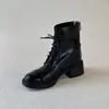 Botas estilo Martin com salto grosso estilosas, nova coleção outono/inverno 2026, design versátil com cadarço e zíper lateral, botinhas casuais elásticas, botas que afinam para mulheres