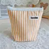 Bolsa de almacenamiento cosmético de algodón teñido a rayas de 0,5 cm Bolsa de almacenamiento diaria para viajes Bolsa de almacenamiento para labiales Bolsa rayada