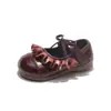 Zapatos de Cuero Bajos de Moda para Niñas Colección Otoño 2026 Zapatos de Princesa con Encaje y Moño para Niñas Pequeñas