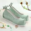 Nuevos Zapatos Chinos de Brocado Estilo Dinastía Han para Mujer Jacquard Patrón Oscuro Punta Redonda Zapatos de Tela Suela de Goma Zapatos de Tela Lisa Antiguos