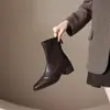 Primer Encuentro Temporada Retro Francés Botines de Tacón Grueso para Mujer 2026 Invierno Nuevos Botas Elegantes Versátiles Adelgazantes de Punta Cuadrada