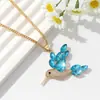Diseño de Moda Transfronterizo de Nicho Collar de Pájaro Lujo Ligero Pájaro Colorido de Lujo Colgante de Diamante Joyería para Mujer