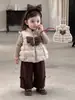 Chaleco de invierno cálido de plumón para niños, 90% plumón de pato blanco, estilo dulce y lindo, con un lazo, para niñas pequeñas, ropa de invierno para bebés niñas