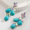 Pendientes de Turquesa Blanca Estilo Occidental Exagerado Transfronterizos Europeos y Americanos Pendientes de Diamante Geométricos Retro Pendientes Elegantes de Alta Calidad