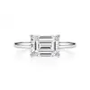 Tiktok Cross-Border Comércio Exterior Mais Vendido Novo Modelo 5*7mm 1Ct Anel de Moissanita Corte Esmeralda Moda Europeia e Americana Anel de Dedo