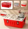 Caja térmica puesto callejero comercial cafetería comida rápida platos caliente y frío doble uso cubo térmico compartimentado gran capacidad camping comida grande