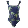 Maiô Vintage Peça Única Europeu e Americano para Mulheres, Conjunto de Saia de Chiffon com Amarração e Decote V Profundo, Popular na Amazon, Estampa Floral para Atacado
