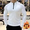Camiseta Esportiva Masculina de Manga Longa para Fitness, Solta, Secagem Rápida, Meio Zíper, Estilo Americano, para Corrida, Treinamento de Basquete, Outono/Inverno