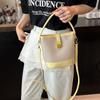 Bolso de Mano Pequeño Casual de Color Contrastante para Mujer 2025 Nueva Moda Simple Bolso de Hombro Cruzado Moderno Bolso Balde para Viajero