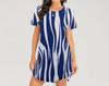 2024 Amazon, AliExpress Primavera e Verão Gola Redonda Bainha de Cauda de Pomba Vestido Estampado Digital Vestido Feminino