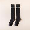 Calcetines largos de algodón para mujer, de primavera, otoño e invierno, con dos rayas, japoneses, jk, hasta la pantorrilla, negros, de tubo alto.