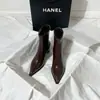 Botines de Punta Fina de Tacón Grueso para Mujer 2026 Nuevos de Tacón Medio Adelgazantes Otoño Invierno Botas de Tacón Alto Color Nude