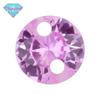 Huagang gem duplo furo redondo 2# corindo vermelho rosa claro pedra nua atacado em pó apenas rubi sintético faça você mesmo