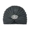 Gorro de Punto con Pedrería Transfronterizo Europeo y Americano, Gorro de Lana, Turbante Indio, Gorro de Invierno Cálido para Proteger las Orejas