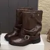 Botines grandes estilo jeans occidentales 2026 para mujer, botines apilados con punta redonda, tacón grueso retro, botas de montar para mujer, botas Martin