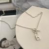 Plata esterlina S925 coreano pequeño candado largo ajuste de hebilla OT pareja ins collar estilo frío cadena para suéter para hombres y mujeres