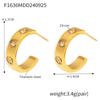 Brincos geométricos em forma de C com zircônia incrustada, aço titânio banhado a ouro 18k, estilo INS, brincos de temperamento, moda transfronteiriça