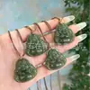 Colgante de Jade Hetian Natural con Figura de Buda, Jade Hetian en Color Agua Clara, Calabaza en Forma de Hoja, y Colgante de Paz para Hombres y Mujeres, con Cadena de Jade
