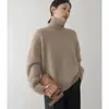 Fornecimento transfronteiriço: Suéter de tricô grosso de gola alta outono e inverno para mulheres, modelagem solta, estilo casual, pode ser usado como camada interna ou externa