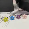 Anillo de Dedo para Mujer Versa Dulce de Chica Japonesa y Coreana Nuevo Color Pegamento Gotas Flor Anillo Pequeño Fresco Polvo Dulce Anillo de Dedo de Comida para Mujeres