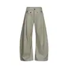 Pantalones casuales de decoración con botones retro de alta gama, diseño para hombres y mujeres, pierna recta holgada, pantalones largos de pierna curva para commuting