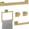 Juego de Estante para Toallas de Acero Inoxidable Transfronterizo Estante de Almacenamiento para Baño Barra Cuadrada para Toallas Gancho Accesorios de Baño Portarrollos de Papel