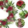 1 pieza de corona de rosa artificial y gypsophila para la puerta principal - una pequeña corona de flores florecientes para el hogar de estilo rural durante todo el año, boda, vacaciones, decoración interior y exterior, verde realista para decoración de primavera, verano, otoño e invierno