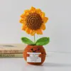 Flor de Tricô de Energia Positiva Transfronteiriça Planta em Vaso Produto Acabado Fio de Lã Flor de Simulação Ornamento de Mesa Boneca de Cartão de Mão