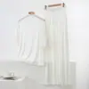 Conjunto de Loungewear Casual Plus Size Feminino em Modal com Gola Meia-Alta, Manga Três Quartos e Calça Pantalona, Adequado para Usar com Peças por Cima