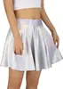 Saia Midi Circular Plissada Casual Fashion Metálica Feminina