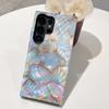 Funda de Teléfono de Trébol de Cuatro Hojas con Chapado en Oro y Nácar para Samsung S24/S25/S26 Ultra, Funda Brillante de Película de Doble Capa