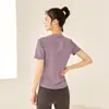 Nueva Camiseta de Ropa de Yoga de Verano, Ropa de Fitness Delgada de Corte Ajustado para Mujer, Top Deportivo de Manga Corta Transpirable de Secado Rápido para Correr